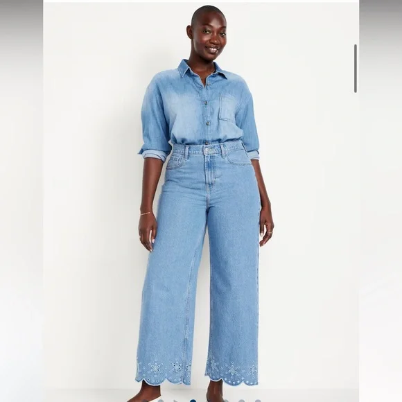 Old Navy Jeans Old Navy Highrise Baggy Wide Leg Denim Cropped